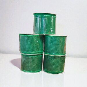 Floral Garden Burlap Wire Ribbon Green Lot of 5 Craft Decor Wreath  9 Yards Each